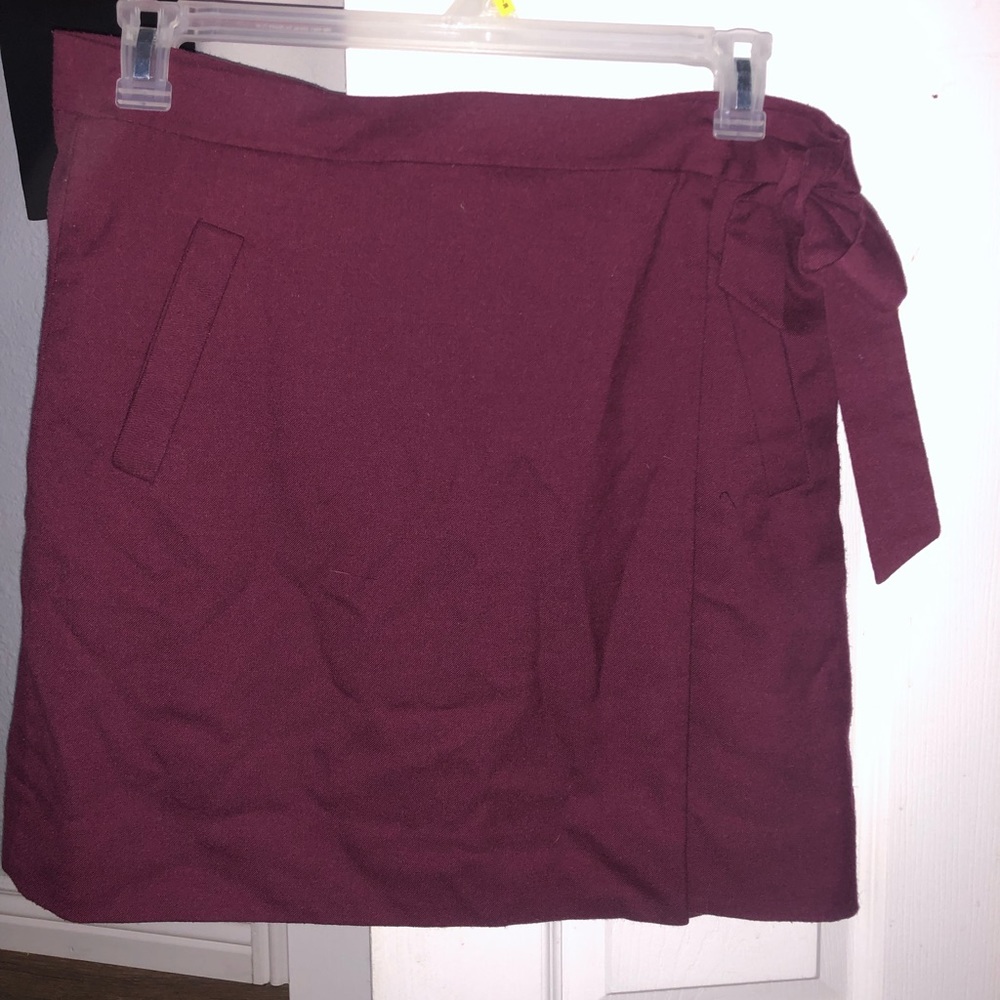 JCrew Wine-colored wool wrap skirt